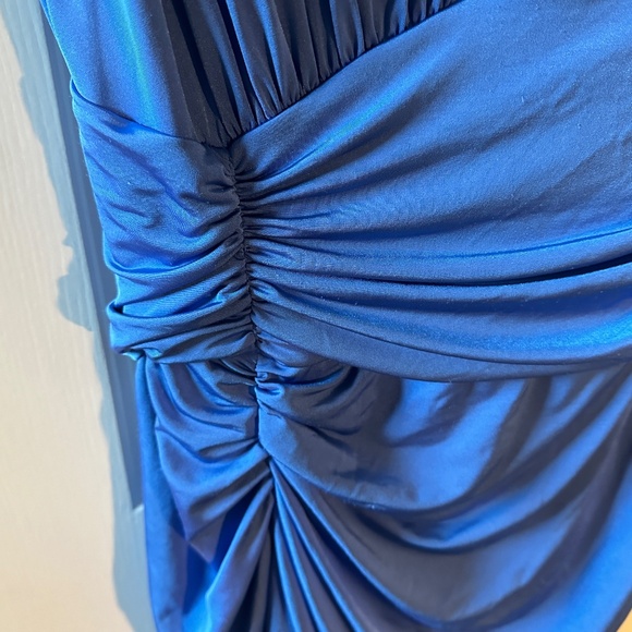 NWOT Vince Camuto Padded Shoulder Ruched Jersey Dress in Periwinkle - 8 - Picture 6 of 8